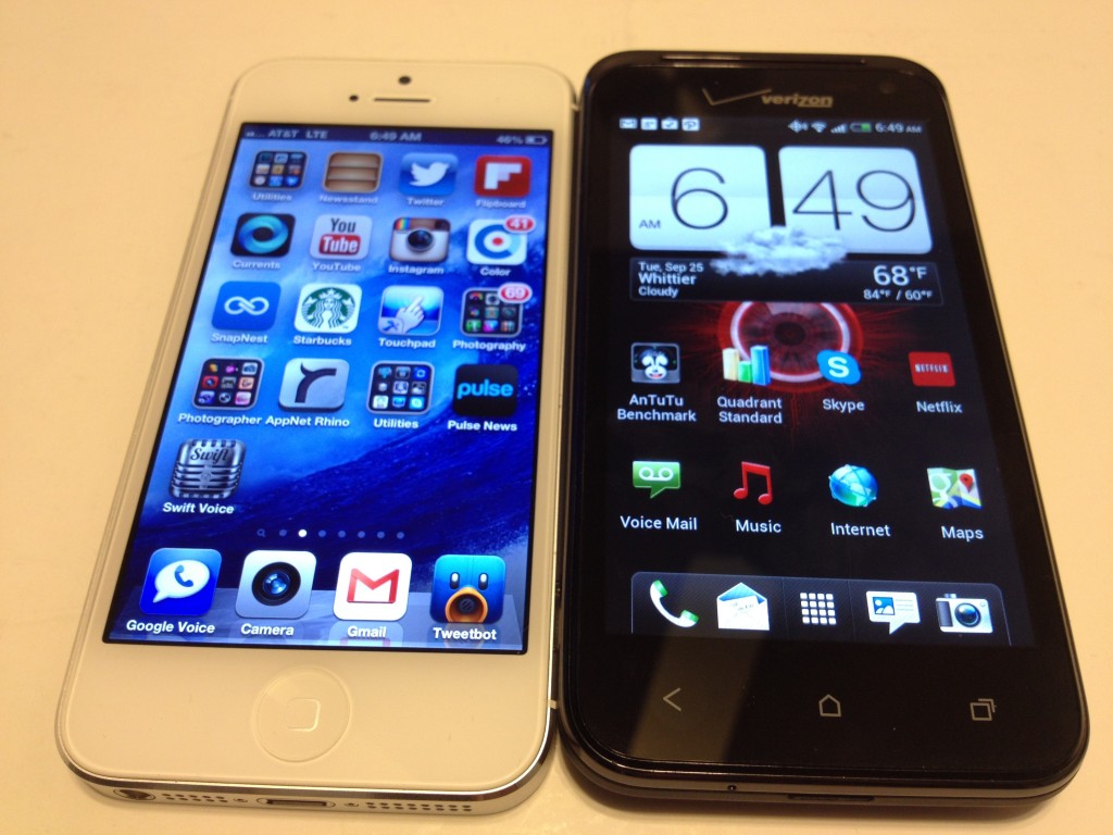 iPhone 5 vs. HTC Droid Incredible 4G LTE Review