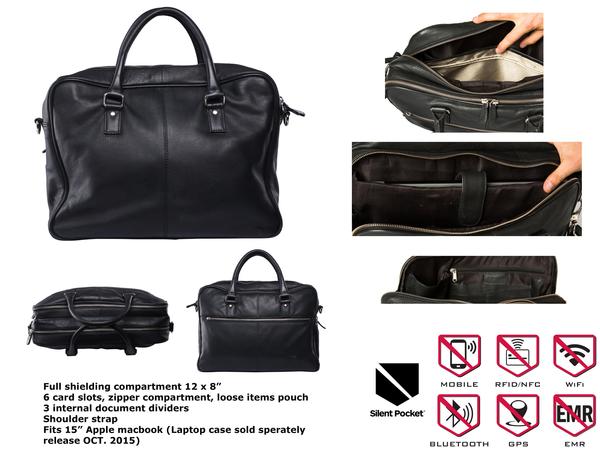 Silent Pocket Faraday Briefcase Leather RFID Bag Review @Silentpocket
