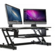 Amazon.com Standing Desk Riser – Gas Spring Converter to Stand Up or Sit Down, 32″ Black 2-Tier Desktop, Dual Computer Monitors Space w/ Keyboard Tray, Unlimited Ergonomic Height Positions